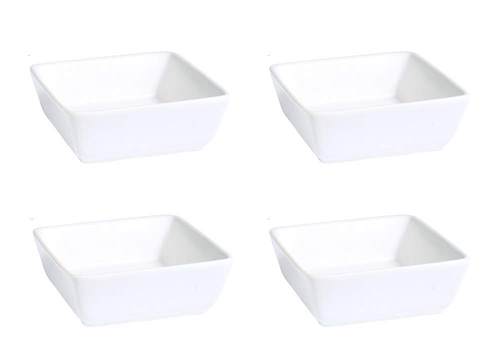 123Arts 4-Piece Ceramic Square Sauce Dishes - Appetizer Plates & Snack Bowls for Dips, Condiments, Sushi Soy Sauce | Perfect for Parties, Restaurants & Home Dining