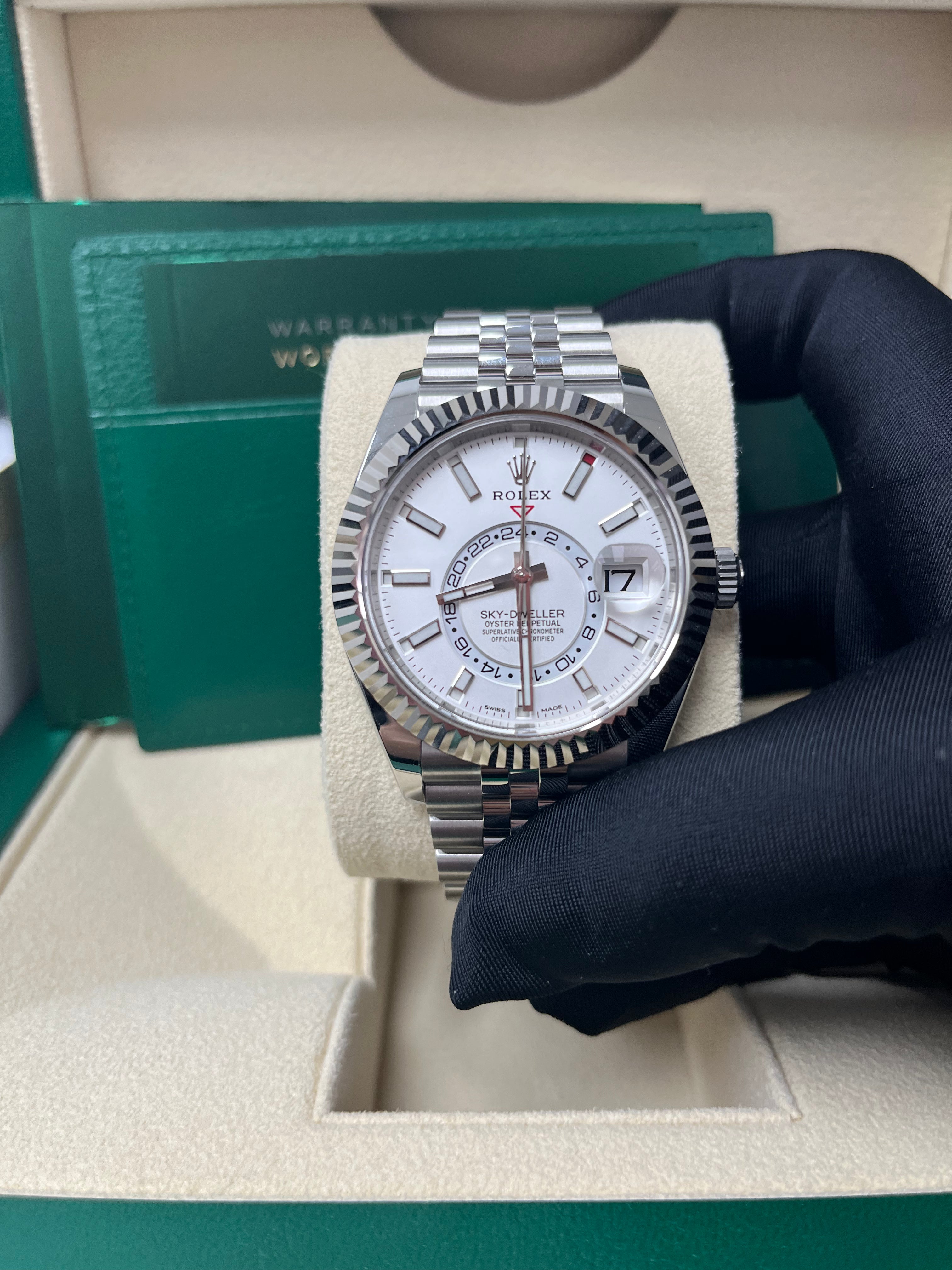 Rolex Sky Dweller 326934 - White Rolesor Watch with White Index Dial & Jubilee Bracelet | Luxury Men's Dress Watch for Business, Travel & Special Occasions