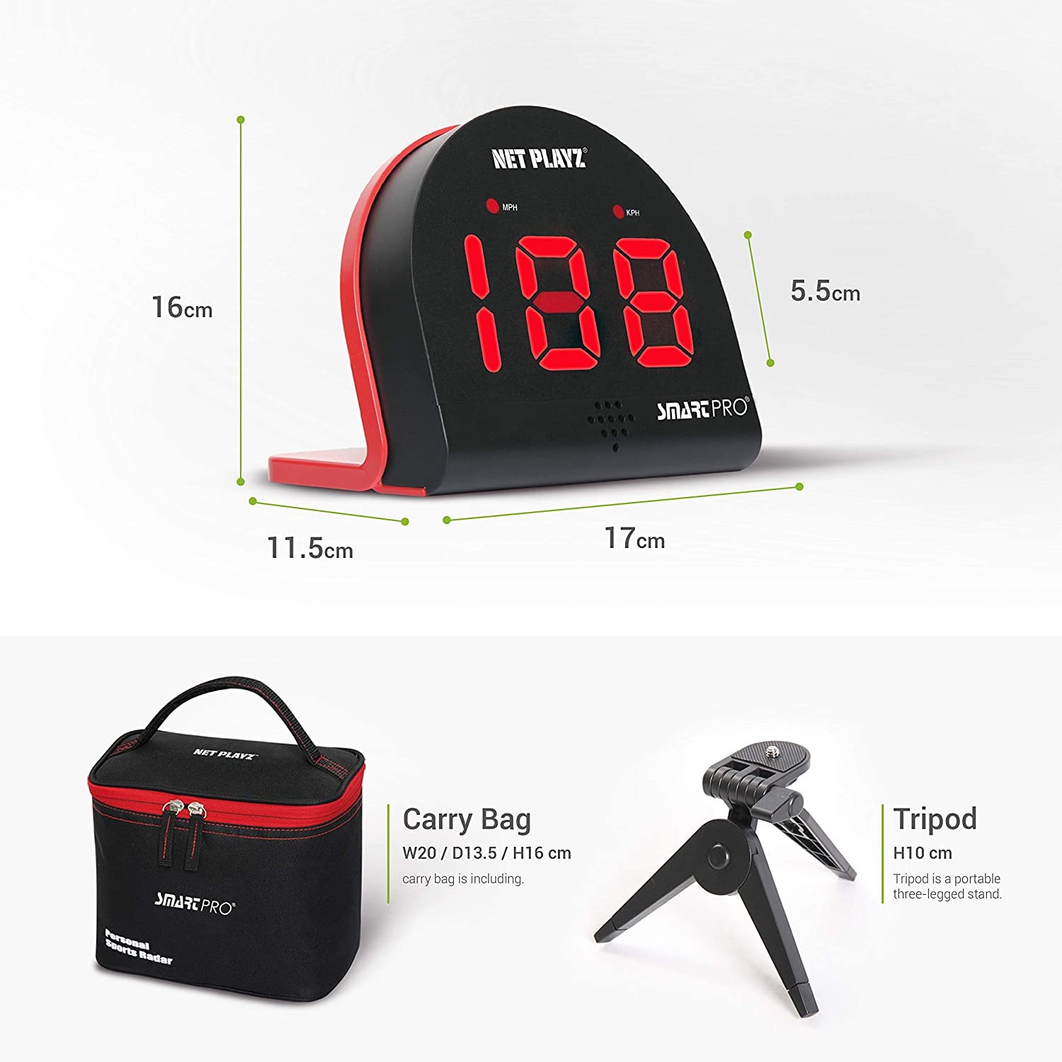 NetPlayz Softball Radar Speed Sensor - Hands-Free Training Equipment for Pitching & Batting | High-Tech Baseball/Softball Training Gear & Gadgets for Players & Coaches | Perfect for Practice, Games & Performance Tracking (Black, NIS022132033)