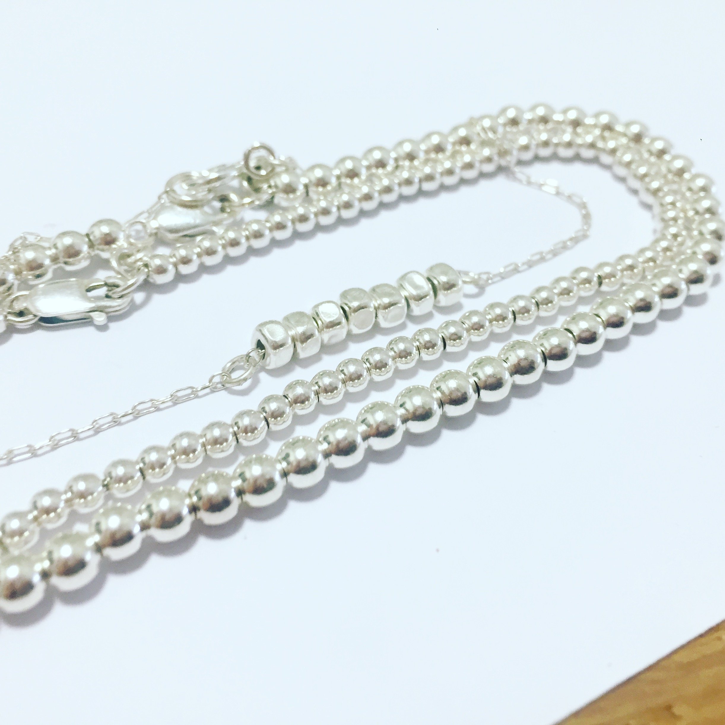 3-Piece Sterling Silver Bracelet Set - Dainty Layered Beaded & Nugget Bracelets for Women | Handmade Artisan Jewelry for Everyday Wear, Gifts & Special Occasions