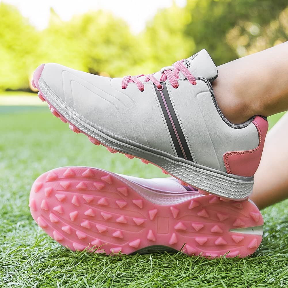Waterproof Women's Golf Shoes - Spikeless Lightweight Comfortable Outdoor Sport Sneakers for Walking & Golfing on Wet Grass