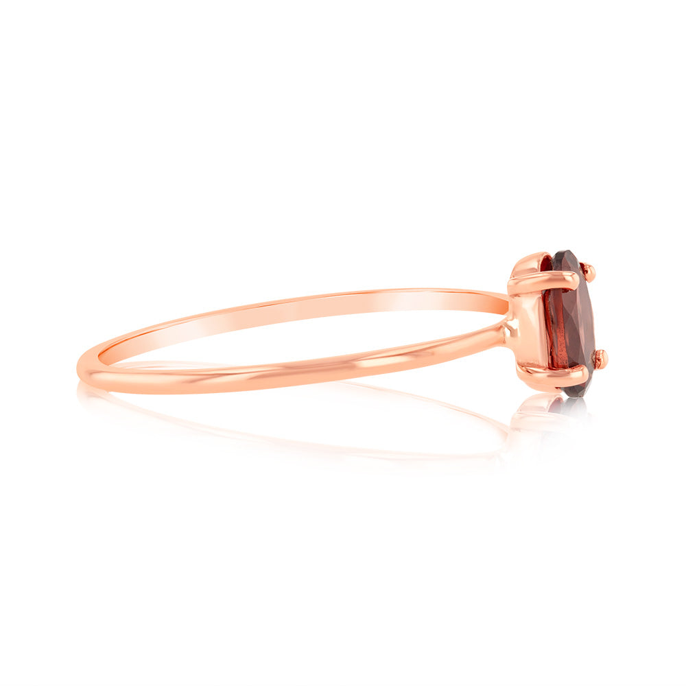 1 Oval Garnet 6x4mm Ring in 9ct Rose Gold - Elegant Gemstone Jewelry for Women, Perfect for Engagement, Anniversary & Special Occasions