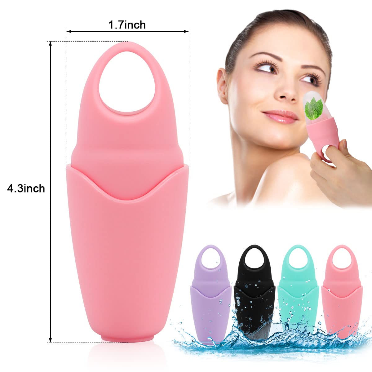 Small Ice Roller for Face & Eye - Cooling Facial Massage Tool for Skin Care, Gua Sha & Fine Lines Reduction | Silicone Ice Mould for Beauty Routine | Perfect for Morning De-Puffing & Post-Workout Skin Soothing (Black)
