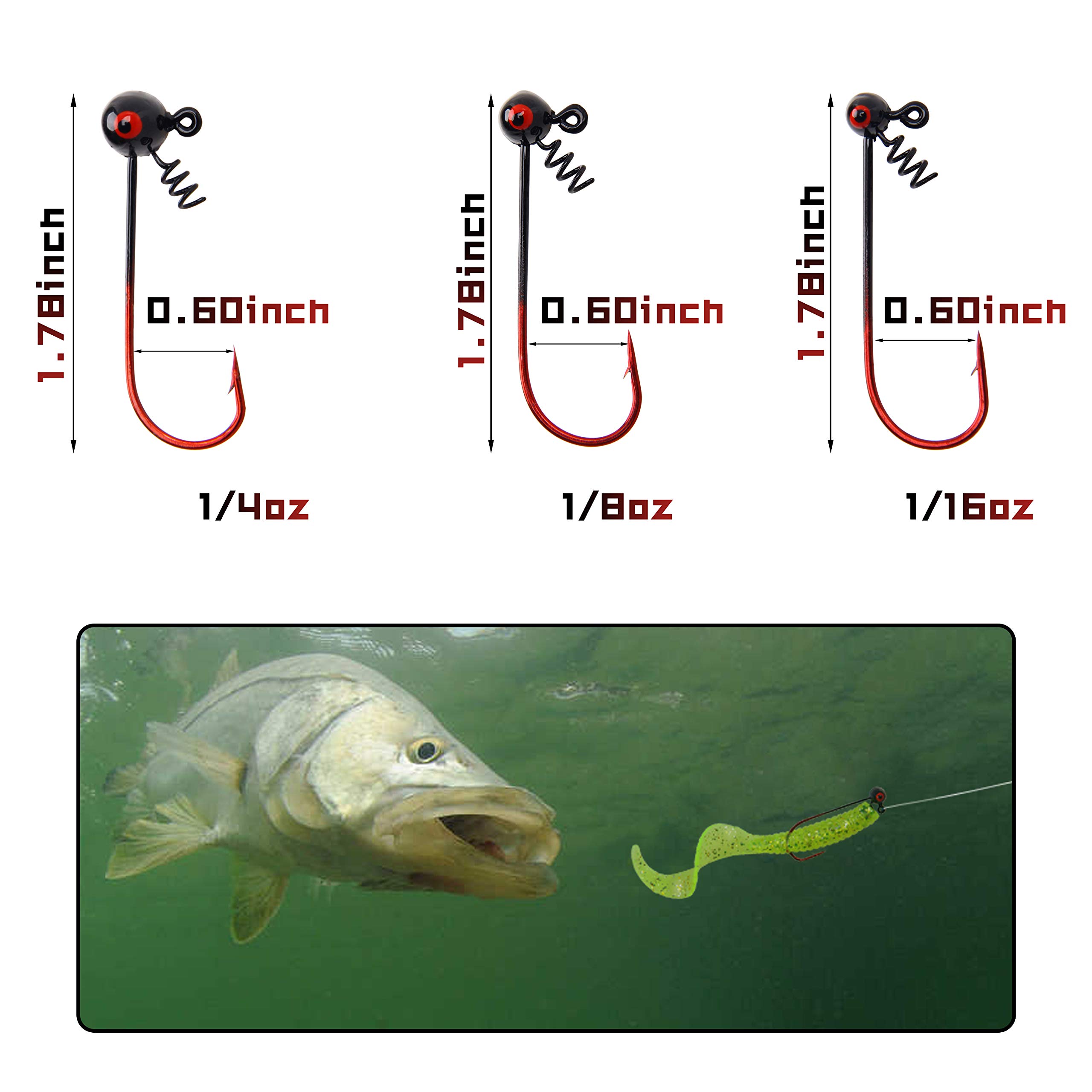 Football Jig Hooks for Bass Fishing - 15PCS Shakyhead Jig Lures with Screw Lock Barbed Hooks (1/16oz, 1/8oz, 1/4oz) - Perfect for Freshwater Fishing, Lake & River Bass Angling