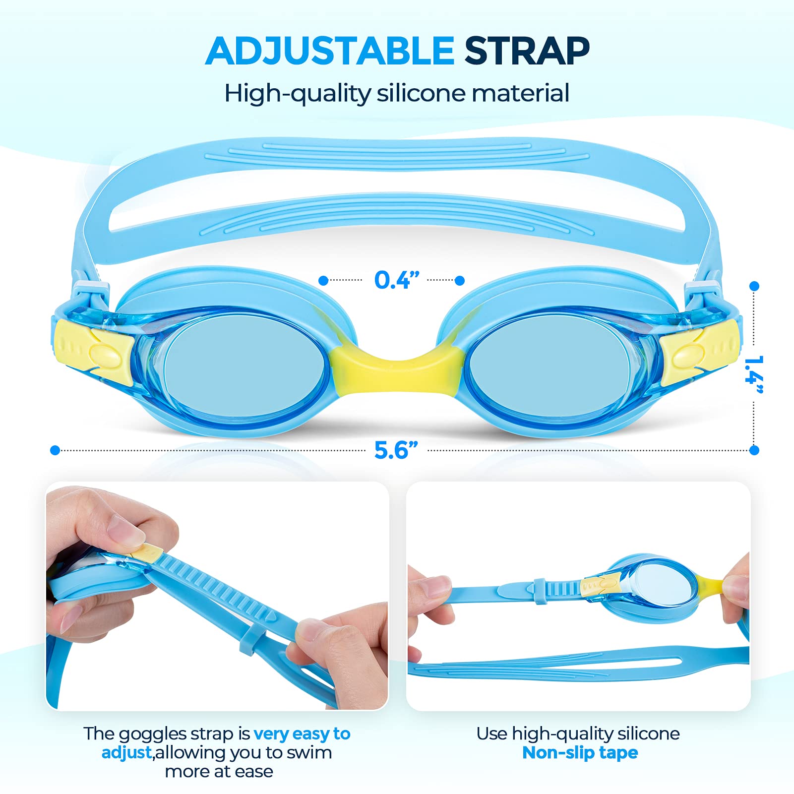 Portzon Unisex-Child Swim Goggles - Anti-Fog, No Leaking, Clear Vision for Water Pool Swimming, Perfect for Kids' Swim Lessons & Family Beach Trips