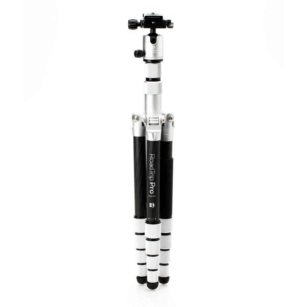 Benro MeFOTO RoadTrip Pro Carbon Fiber Travel Tripod with Ball Head & Monopod - Lightweight 4-Section Aluminum Tripod for Photography, Hiking, Travel & Vlogging (Silver)