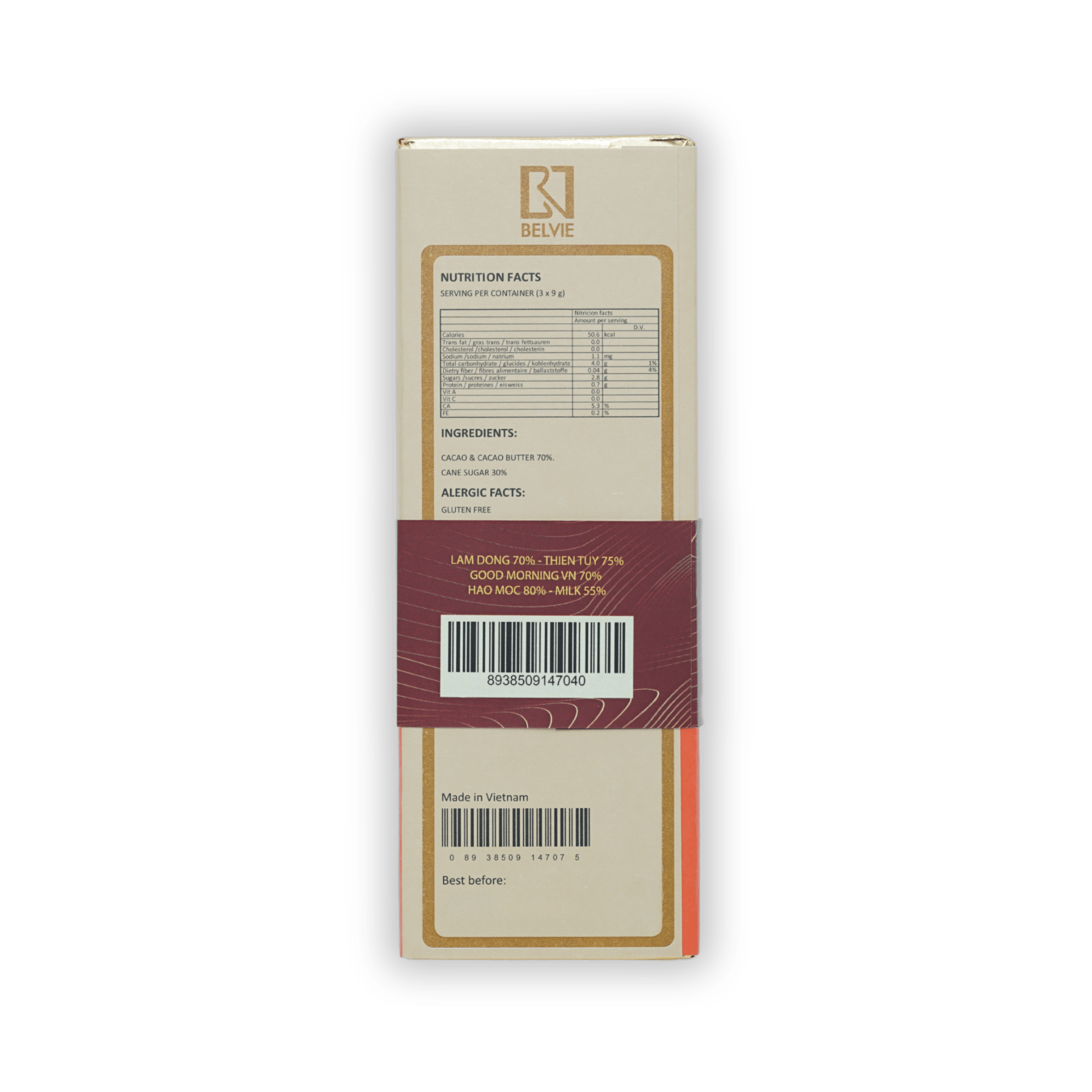 Belvie Mini Chocolate Bar Gift Set (5 Bars) - Perfect for Holidays, Birthdays & Corporate Gifts