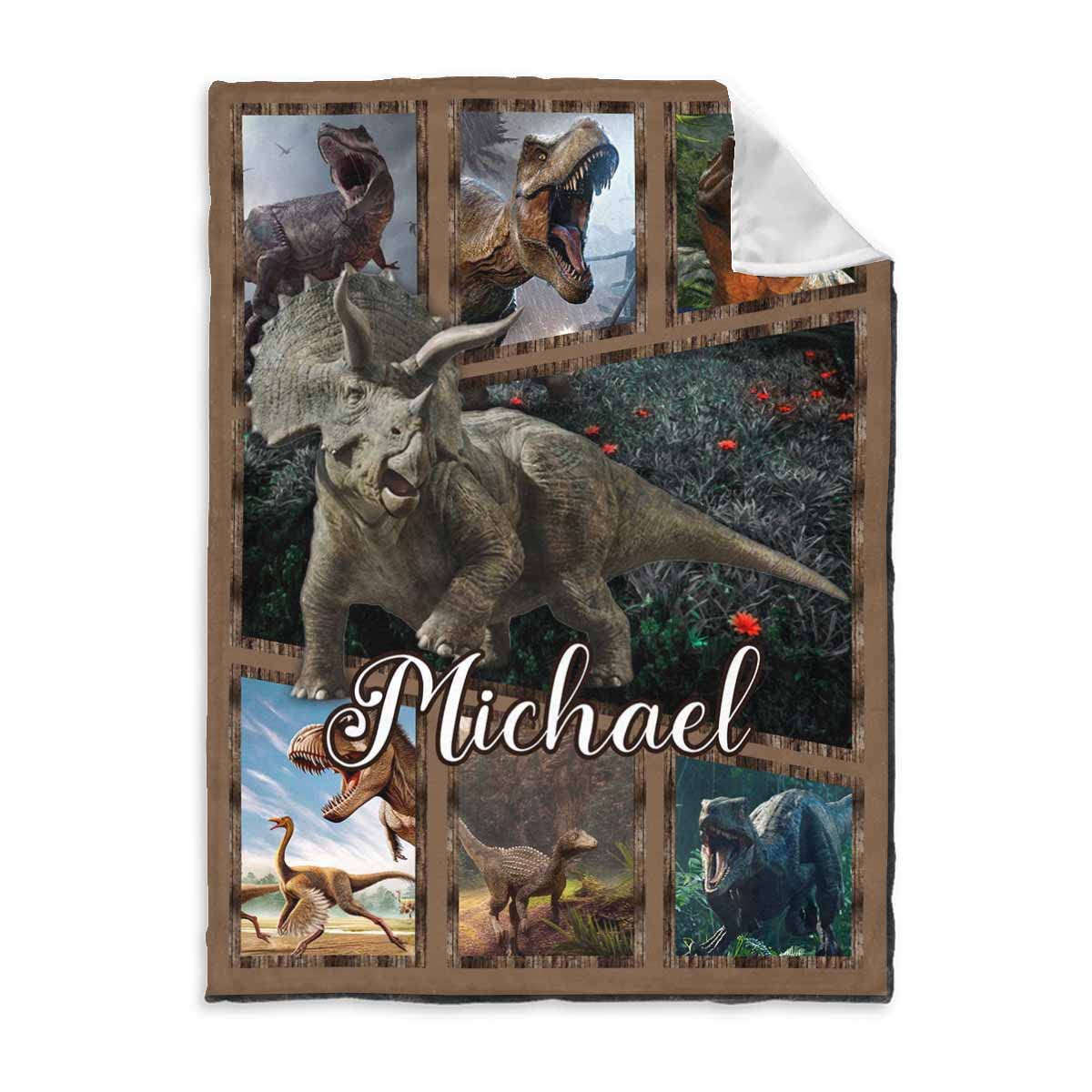 Custom Dinosaur Fleece Blanket - Personalized Dinosaur Throw Blanket for Kids - Ultra Soft 40x50 Inch Cozy Blanket for Boys, Girls, Sons, Daughters - Perfect for Bedtime, Nursery, Couch & Gift Giving