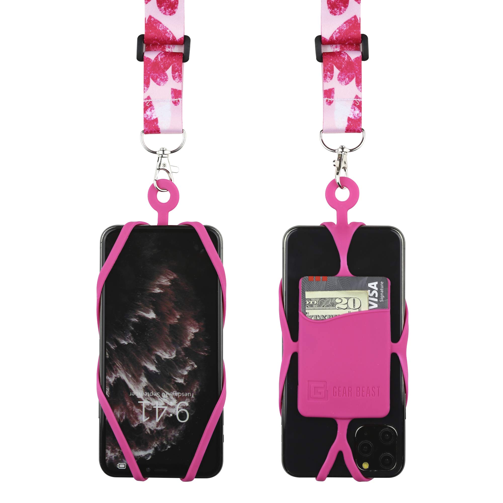 Gear Beast Adjustable Phone Lanyard with Silicone Holder & Card Pocket - Compatible with iPhone, Samsung Galaxy & Most Smartphones - Perfect for Work, Travel, Gym & Outdoor Activities