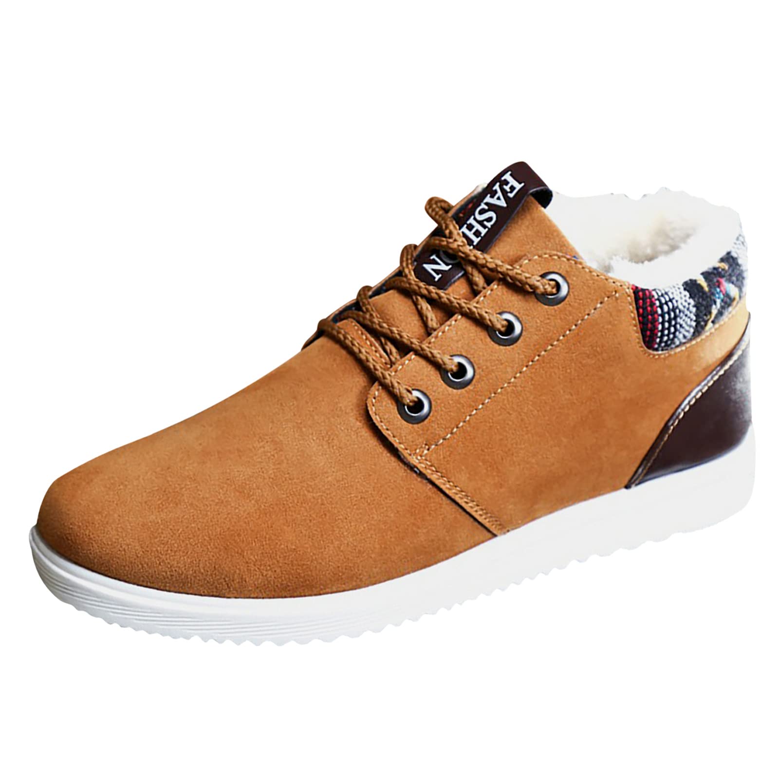 NOGOQU Men's Winter Snow Boots - Waterproof Slip-On Short Boots with Fur Lining, Anti-Slip Hiking Shoes for Trekking & Outdoor Activities - Warm Thermal Chukka Boots for Snowy Weather & Cold Climate Adventures
