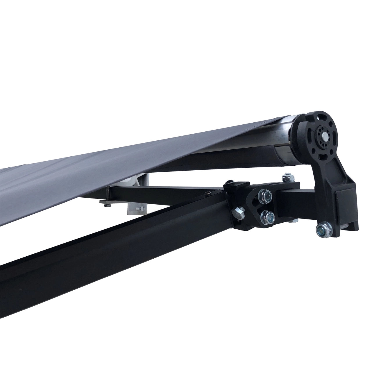 Aleko 10 x 8 Feet Motorized Retractable Patio Awning - Black Frame with Gray Fabric for Outdoor Shade & Sun Protection - Perfect for Backyard, Deck, and Poolside Relaxation