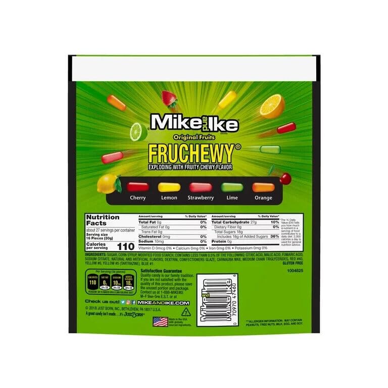 Mike and Ike Original Chewy Fruit Candy - 1.8 lb Bulk Pack (Movie Theater Style) - Classic Assorted Flavors with Bonus Sticker - Perfect for Parties, Movie Nights & Office Snacks