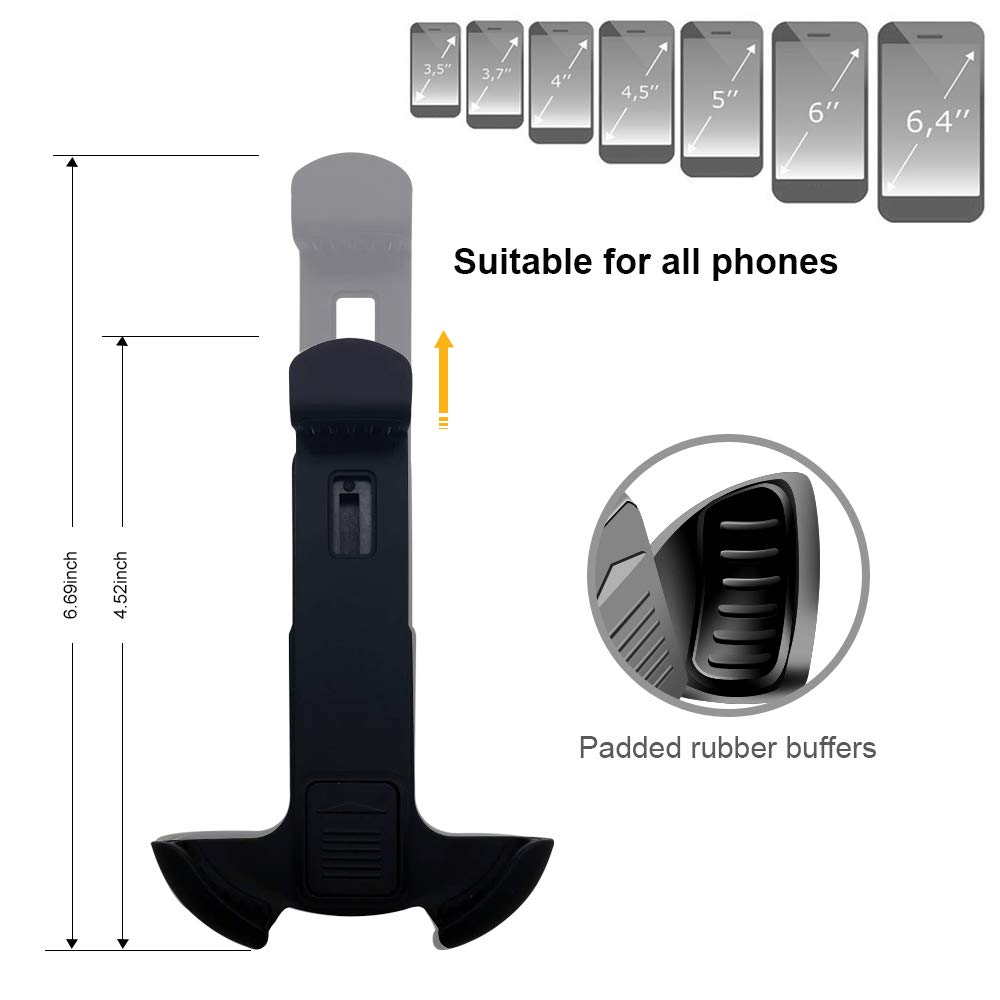 OYEFLY Smart 453 Car Phone Mount - 360° Rotatable Air Vent Phone Holder for iPhone & Android, Universal Car Phone Stand with Secure Grip for Hands-Free Navigation & Charging (Black) - Perfect for Commuting, Road Trips & Uber Drivers