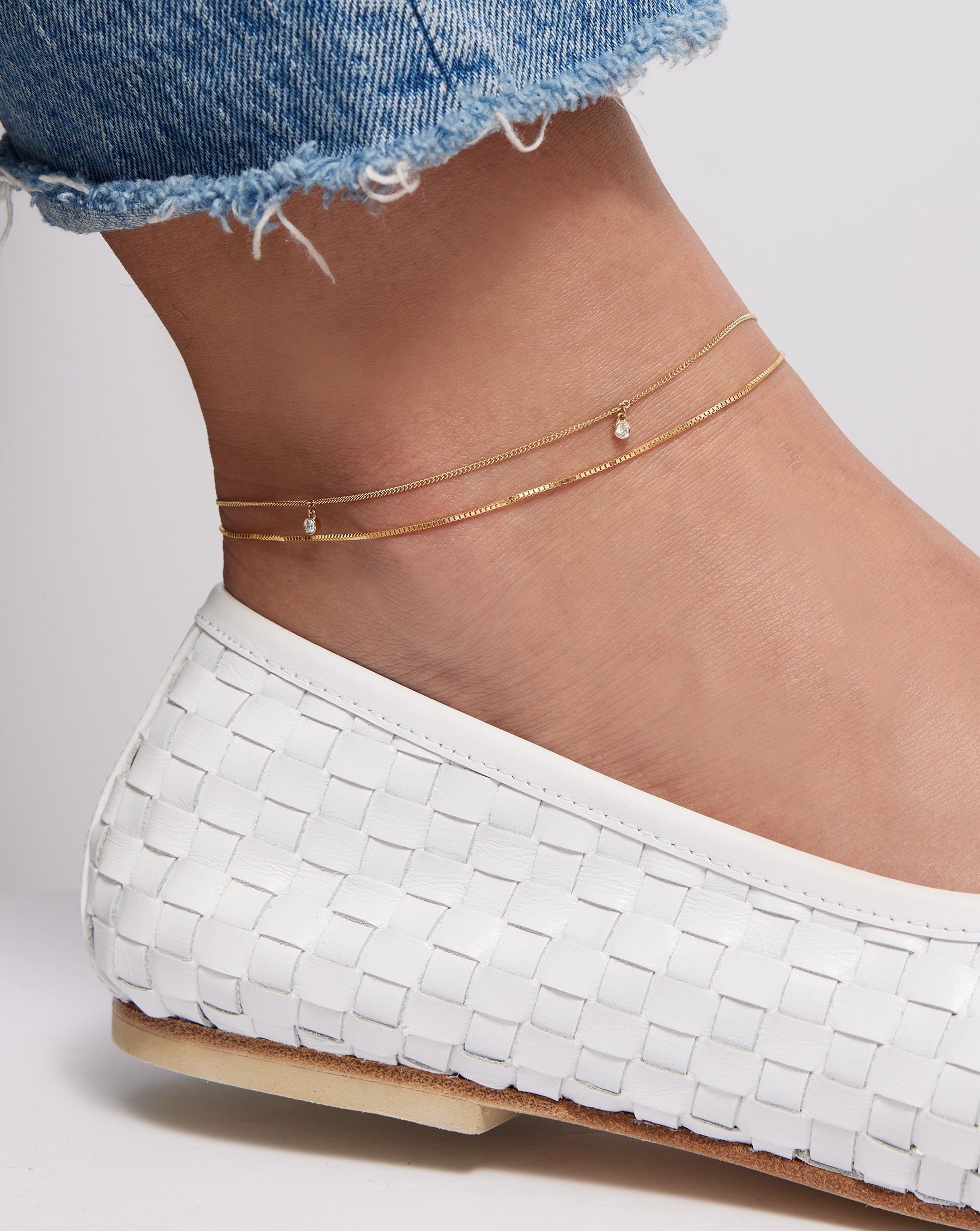 Elegant Diamond Drop Anklet for Women - 14K Gold Plated Dainty Ankle Bracelet - Perfect for Beach, Wedding & Summer Outfits