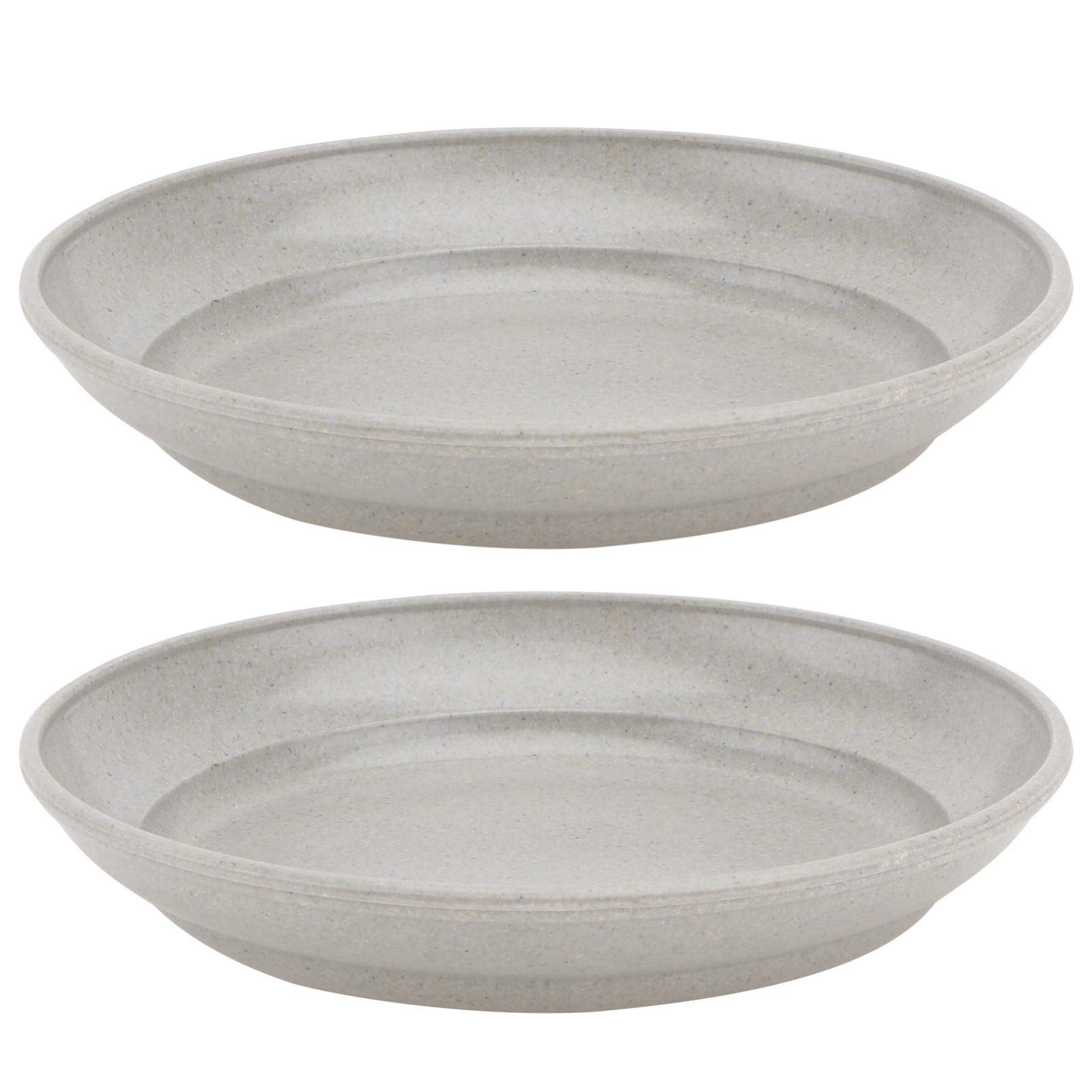 YARNOW 2-Pack 14.5cm Round Plastic Plant Saucers - Drip Trays for Indoor/Outdoor Flower Pots (Grey) | Perfect for Protecting Floors & Decks from Water Damage