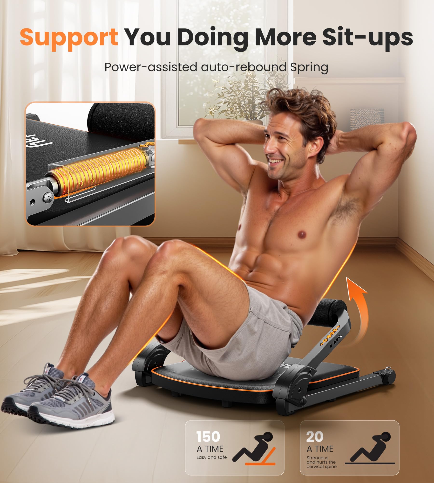 Niceday Ab Workout Equipment - Home Gym Ab Machine for Core Training, Sit Up Bench with Resistance Bands (330 LBS Capacity) - Perfect for Home Workouts & Strength Training