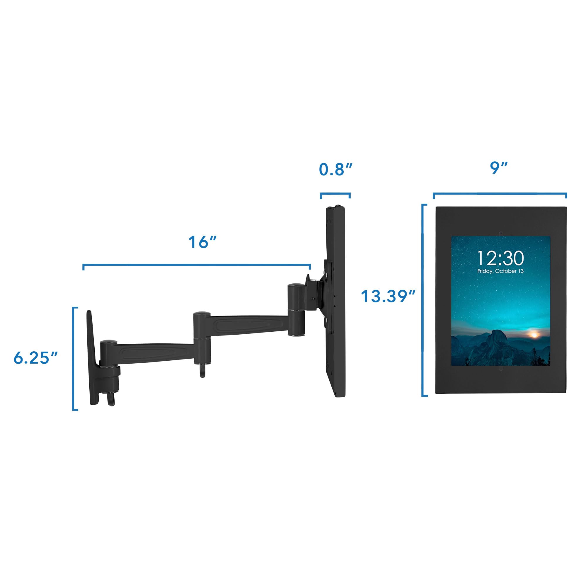 Mount-It! Anti-Theft Tablet Kiosk Wall Mount for iPad 10/9/8, iPad Pro 10.5 & iPad Air 10.5 - Secure Steel Full Motion Locking Kiosk Stand (Black) - Perfect for Retail Stores, Restaurants & Public Spaces