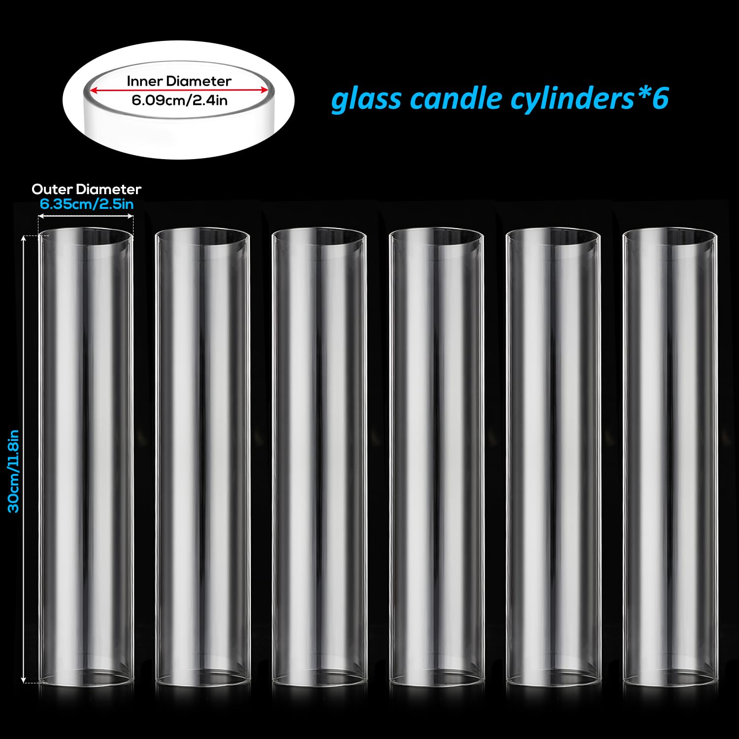 6-Pack Clear Glass Hurricane Candle Holders - 2.5