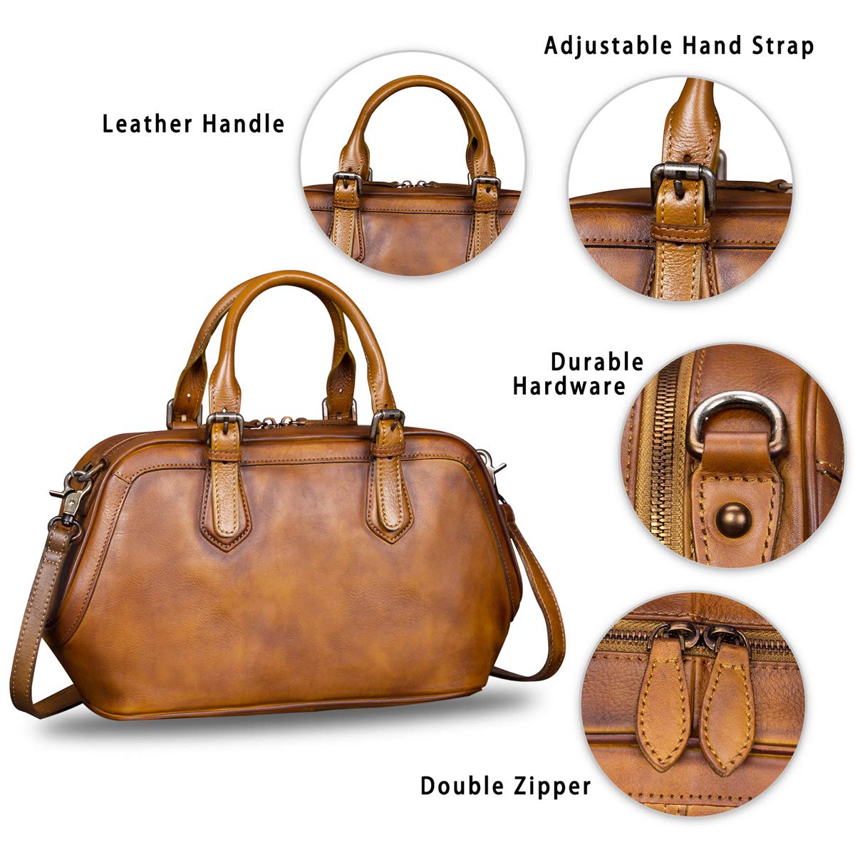 Genuine Leather Handbag for Women - Top Handle Satchel Purse with Adjustable Shoulder Strap - Fashionable & Handmade Leather Bag for Work, Travel & Everyday Use