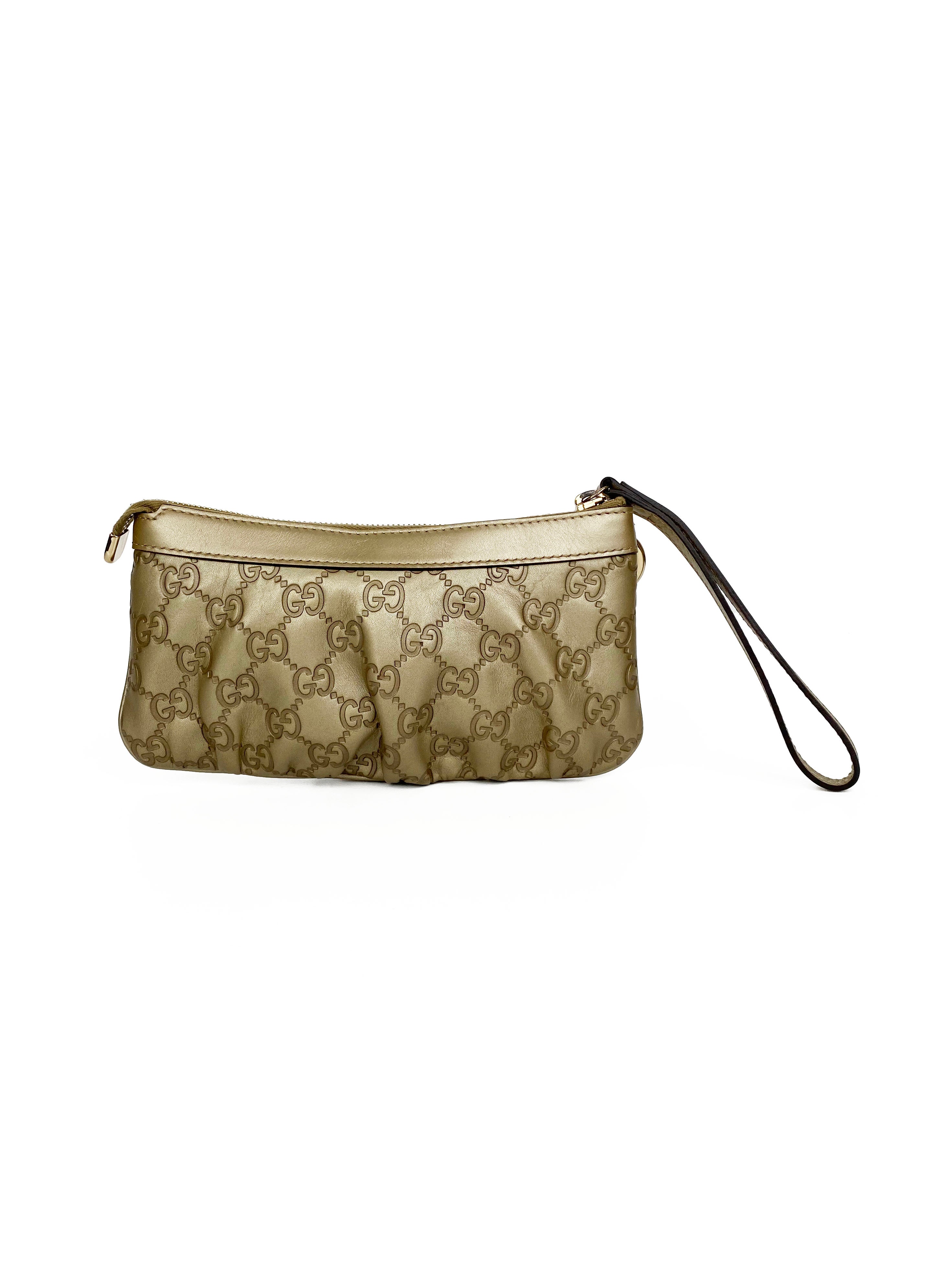 Gucci Gold Guccissima Britt Clutch Bag for Women - Luxury Designer Evening Clutch Purse - Perfect for Parties, Weddings & Special Occasions
