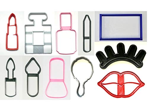 11-Piece USA-Made Cookie Cutter Set for Makeup & Spa-Themed Cookies - Perfect for Baking, DIY Crafts, and Cosmetic-Themed Parties