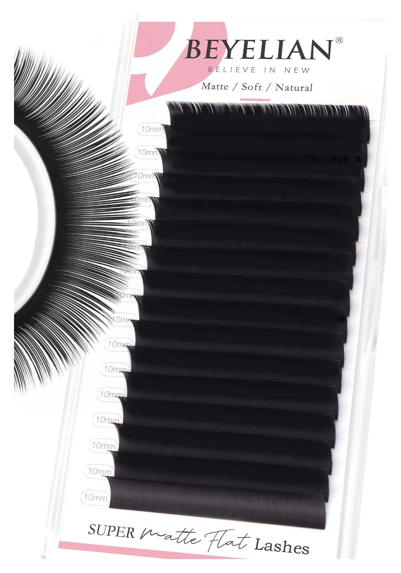 BEYELIAN Professional 0.20 C Curl 10mm Flat Eyelash Extensions - 16 Rows Matte Black Individual Lashes for Salon & Home Use | Perfect for Volume Lash Fans, Bridal Makeup & Special Occasions