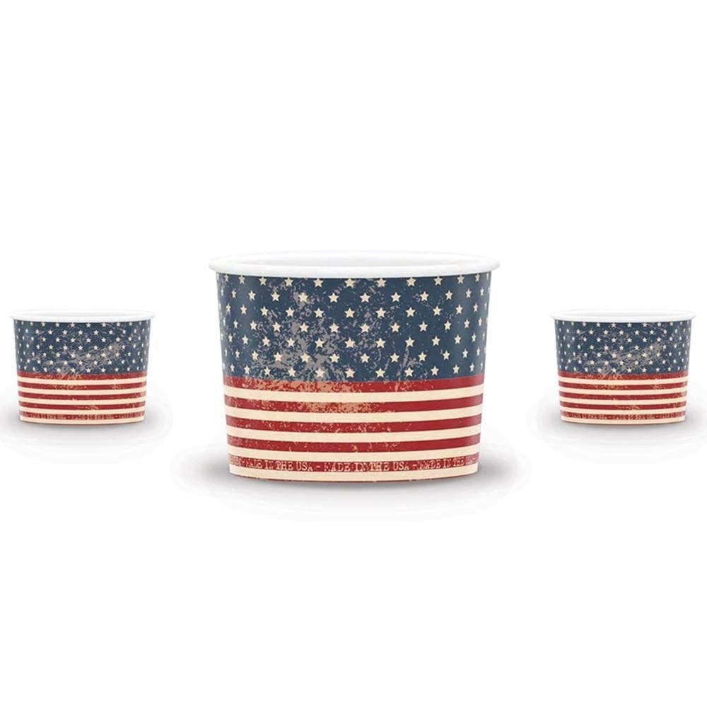 [1,000 Pack] 12 oz Patriotic Ice Cream Cups - Red, White & Blue Disposable Dessert Bowls | Bulk Frozen Treat Containers for 4th of July, Memorial Day, BBQs & Summer Parties | Durable Paper Ice Cream Serving Supplies