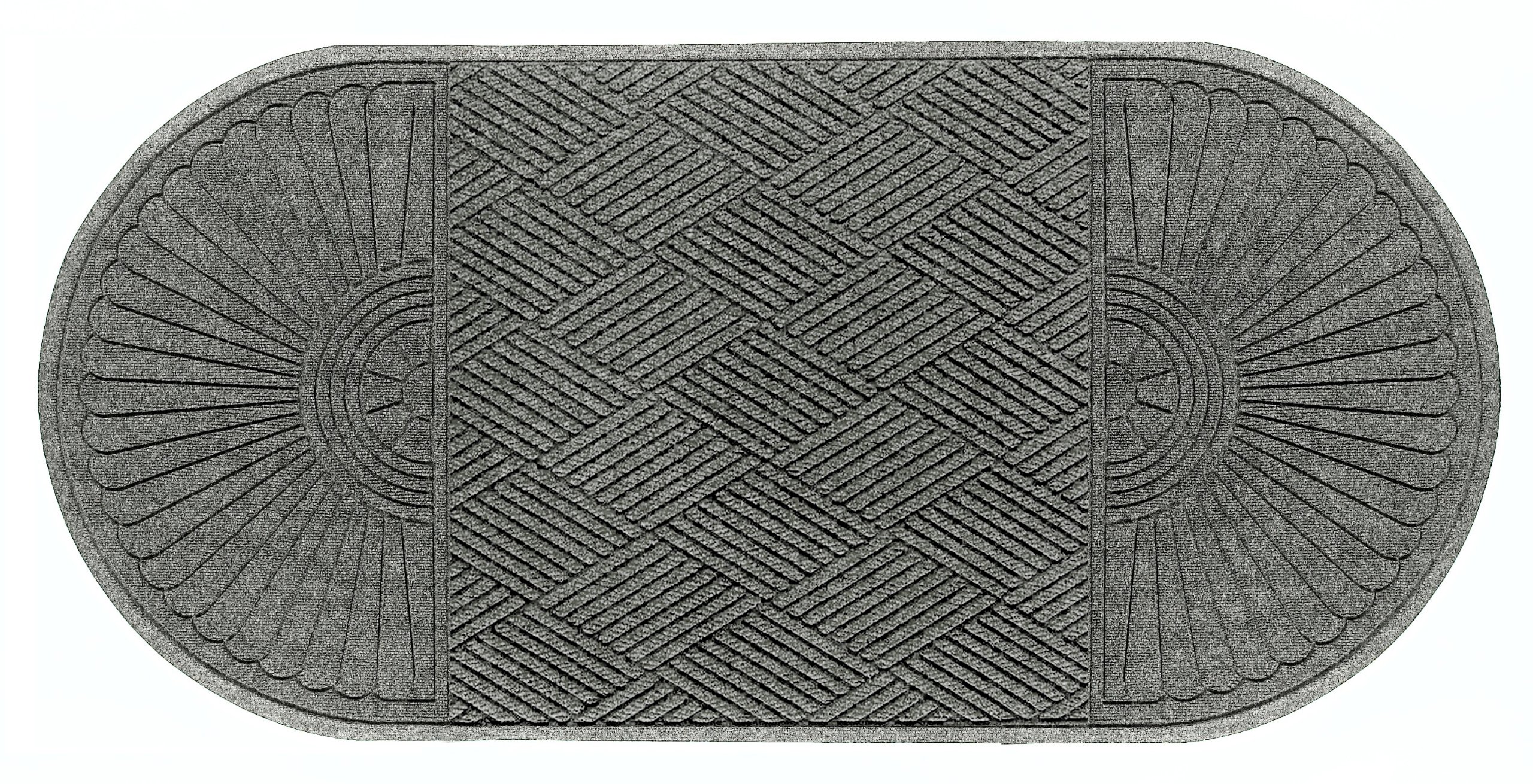 Premium M+A Matting 274 Waterhog Grand Classic Indoor/Outdoor Doormat - 7.1' x 3' Polypropylene Fiber with SBR Rubber Backing - Heavy-Duty Entryway Mat for Home, Office & Commercial Use - Medium Grey - All-Weather Protection for High Traffic Areas