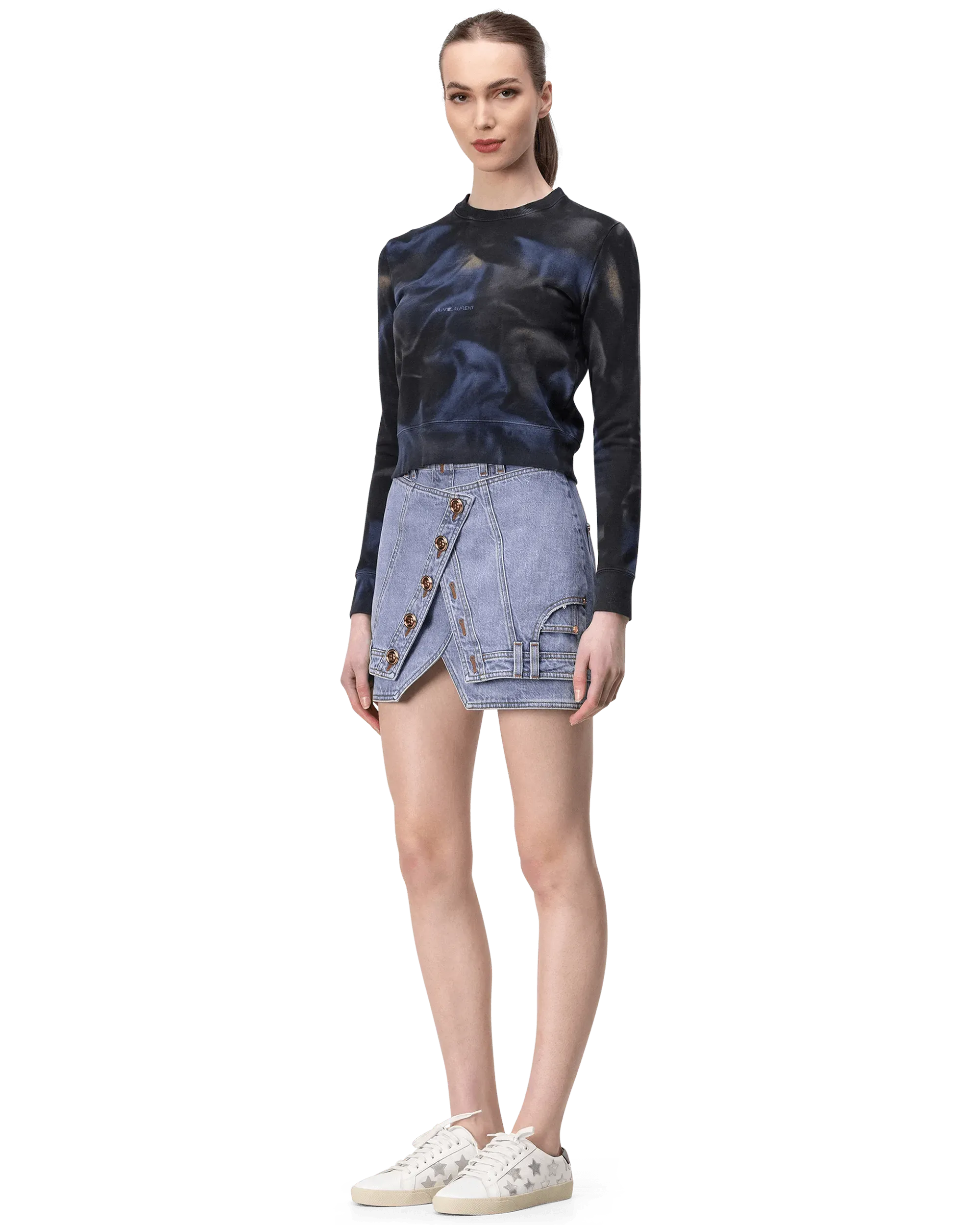 Stylish Button Trimmed Denim Wrap Skirt for Women | Vintage Inspired High Waist A-Line Skirt | Perfect for Casual Outings, Date Nights & Summer Fashion
