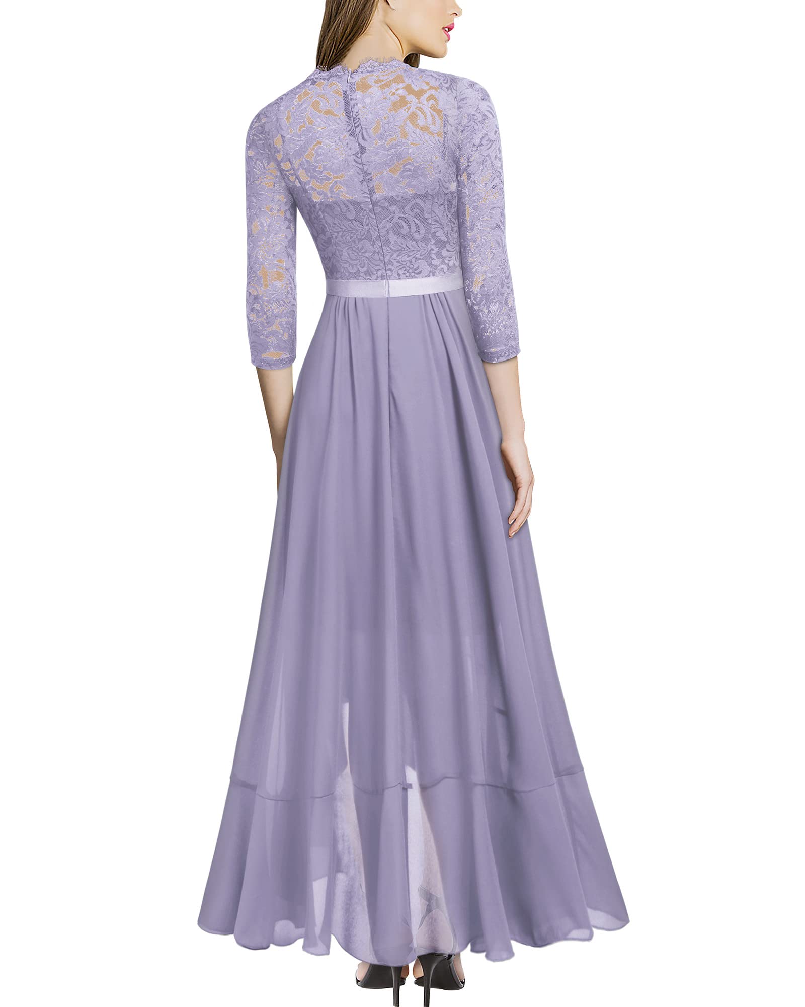Miusol Women's Elegant Floral Lace Ruffle Bridesmaid Maxi Dress - Perfect for Weddings, Parties & Formal Events