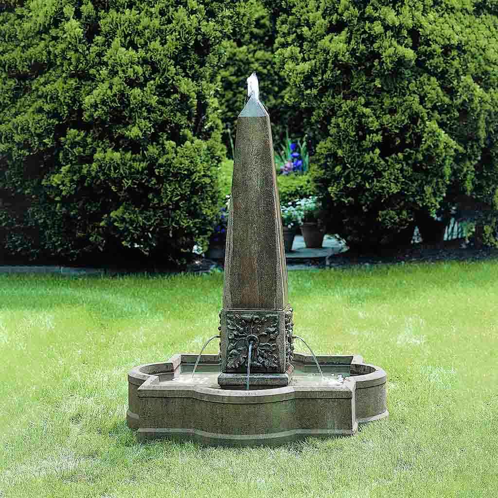 Campania International Palazzo Obelisk Fountain - Outdoor Garden Water Fountain for Patio, Yard, and Landscape Decor - Classic Italian Design with LED Lights
