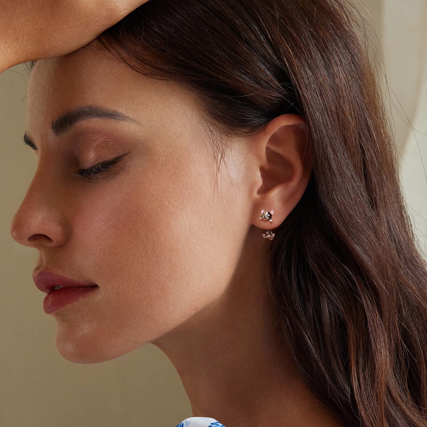 WOSTU 925 Sterling Silver Boston Terrier Dog Stud Earrings - Hypoallergenic Cute Puppy Drop Dangle Earrings for Women | Pet Lover Gift Idea | Perfect for Casual Wear, Animal-Themed Parties & Dog Lover Gifts