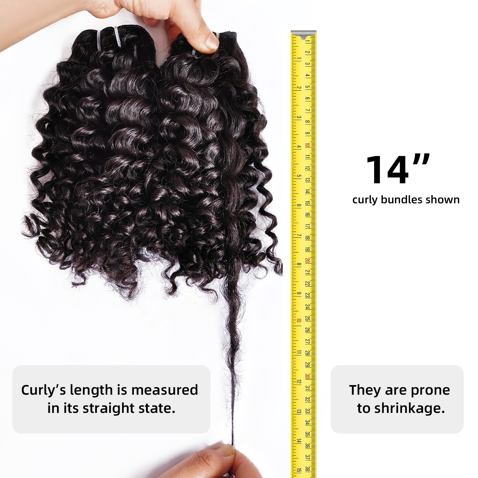 Raw Curly Human Hair Bundles 14 16 18 Inches - 100% Virgin Tight Deep Curly Weave Hair for Sew in Weft | Salon Quality, Dyeable, One Donor Natural Hair | Perfect for Protective Styles, Braids, and Everyday Wear (3 Bundles)