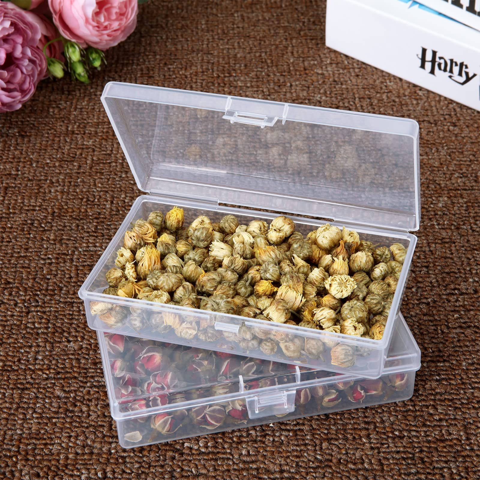 12-Piece Small Plastic Rectangular Storage Containers with Lids - 5x3x1 Inch Clear Organizer Boxes for Beads, Jewelry, Crafts & Small Parts - Perfect for DIY Projects, Office Supplies & Home Organization