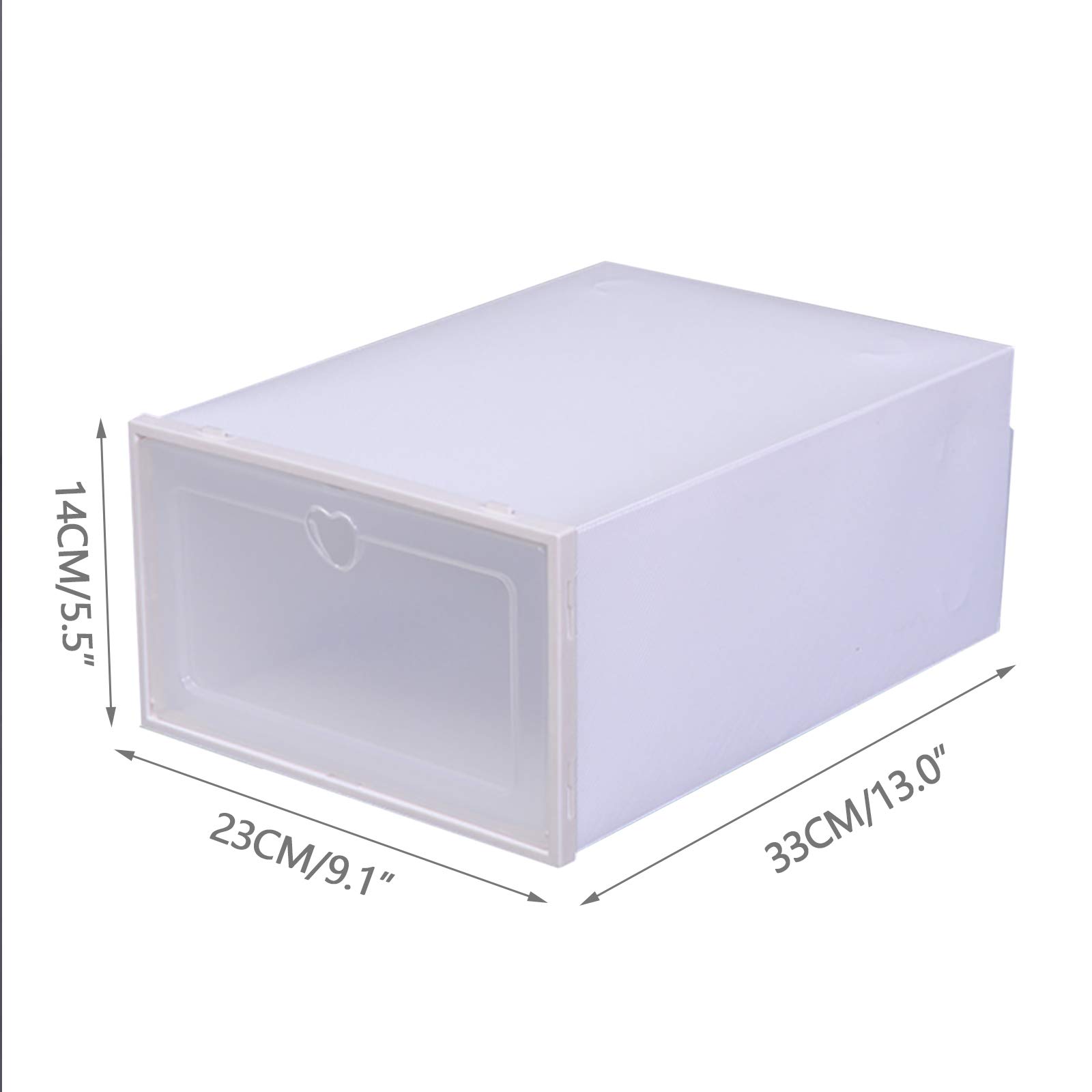 LYNICESHOP 20-Pack White Stackable Clear Plastic Shoe Storage Boxes with Lids - Foldable Drop Front Shoe Organizer Bins (12.2