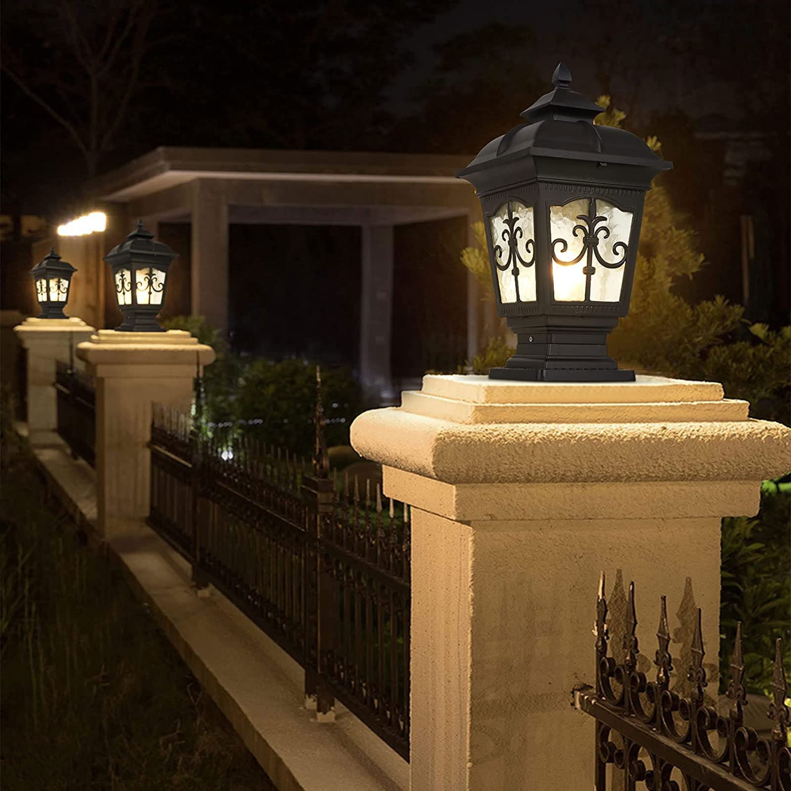 Modern Outdoor Pillar Lights - E26 Aluminum Column Post Lights with Seeded Glass, Waterproof Exterior Lighting for House, Garden, Backyard & Patio | Durable Landscape Lighting for Pathways, Driveways & Outdoor Decor
