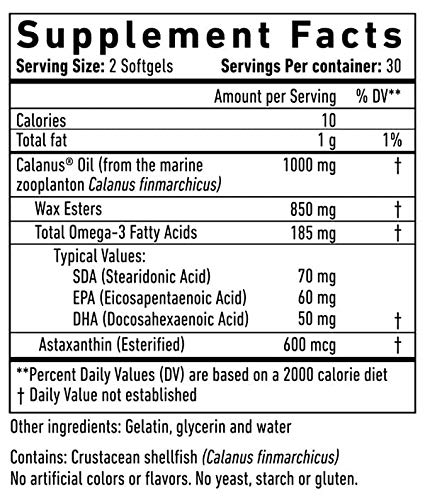 Premium Marine Oil Supplement with All-Natural Calanus Oil, Astaxanthin & Omega-3 Fatty Acids - Supports Heart & Brain Health - 3-Pack - Ideal for Active Lifestyles & Cognitive Wellness