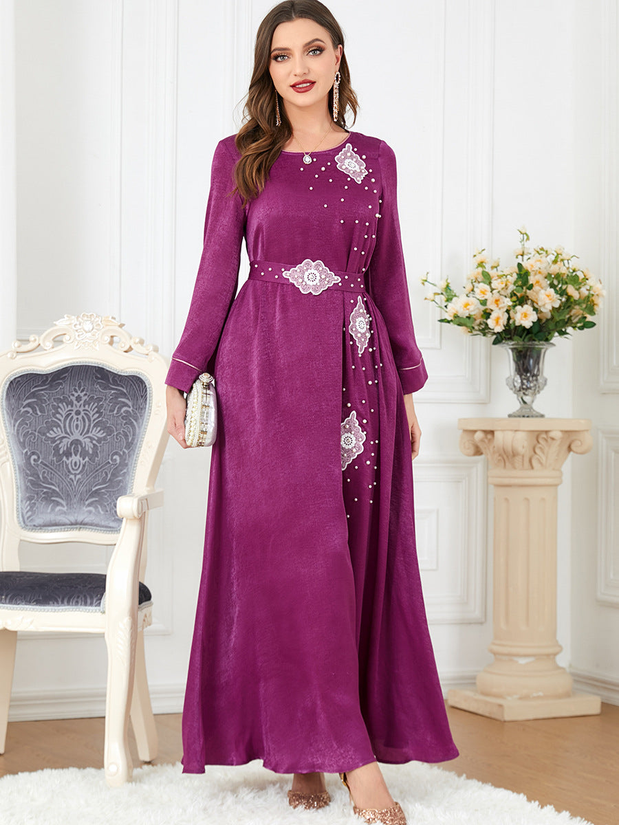Criselda Women's Magenta Velvet Maxi Dress - Elegant Long Sleeve Formal Gown for Evening Parties, Weddings & Special Occasions