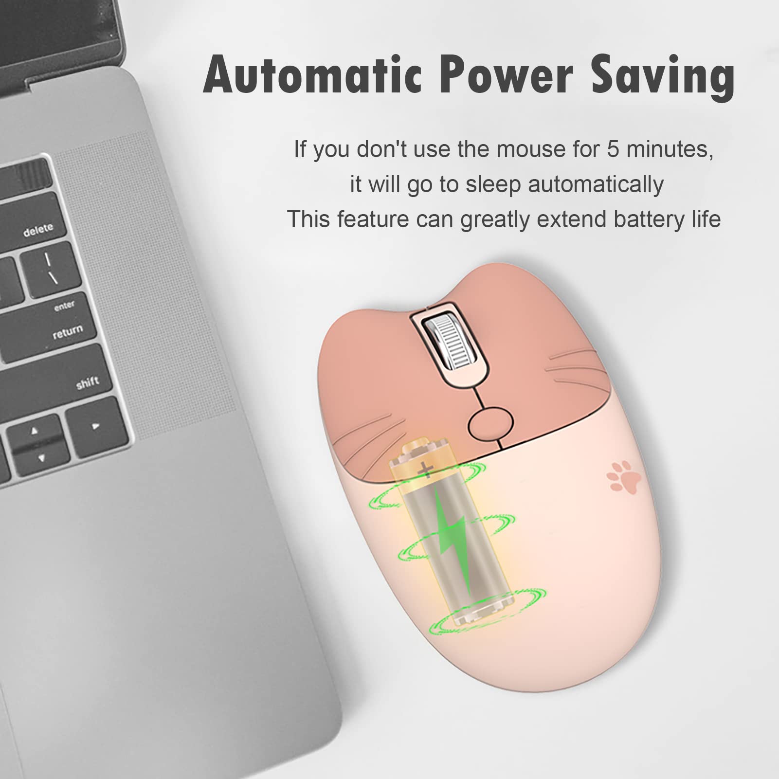 Cute Cat Wireless Mouse - Lightweight Silent 2.4G Wireless Computer Mouse with Candy Colors for Girls & Kids (Milk Tea) | Perfect for Home, Office, School & Gaming Use