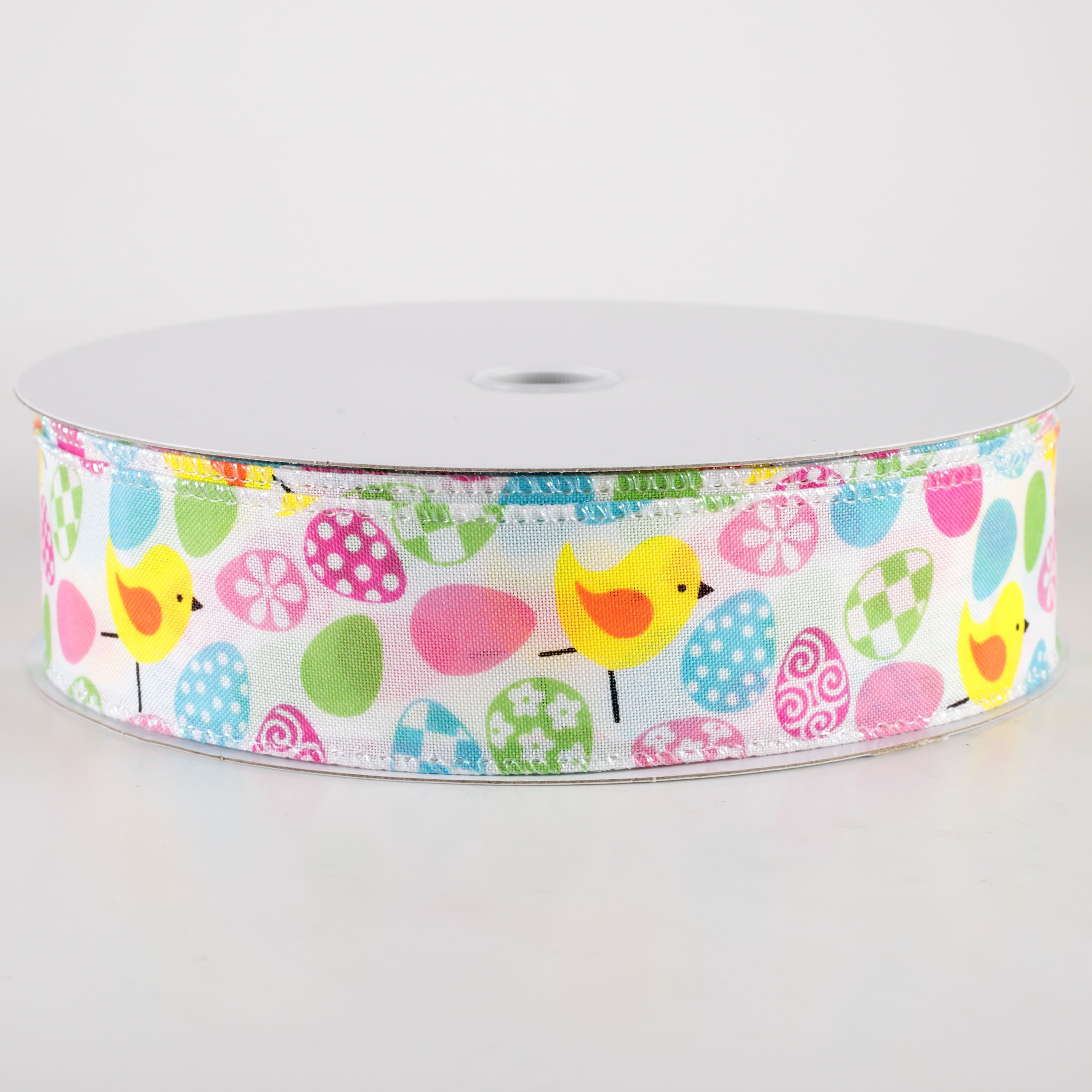 1.5 Inch Linen Patterned Easter Eggs & Chicks Ribbon (50 Yards) - Perfect for Easter Crafts, Gift Wrapping, and Spring Decorations