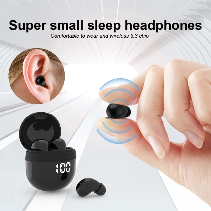Mini Invisible Wireless Bluetooth Earbuds - IPX5 Waterproof Sleep Earphones for Small Ear Canals - Noise Blocking Sleepbuds for Sleeping, Working, Music & Travel - Perfect for Side Sleepers, Office Use & Daily Commute