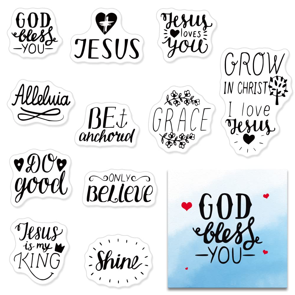 Love Jesus Words Clear Stamps for Card Making, Scrapbooking, DIY Decorations - God Bless You Embossing Stamps for Album Crafts & Home Décor | Perfect for Christian Greeting Cards, Bible Journaling, and Faith-Based Craft Projects