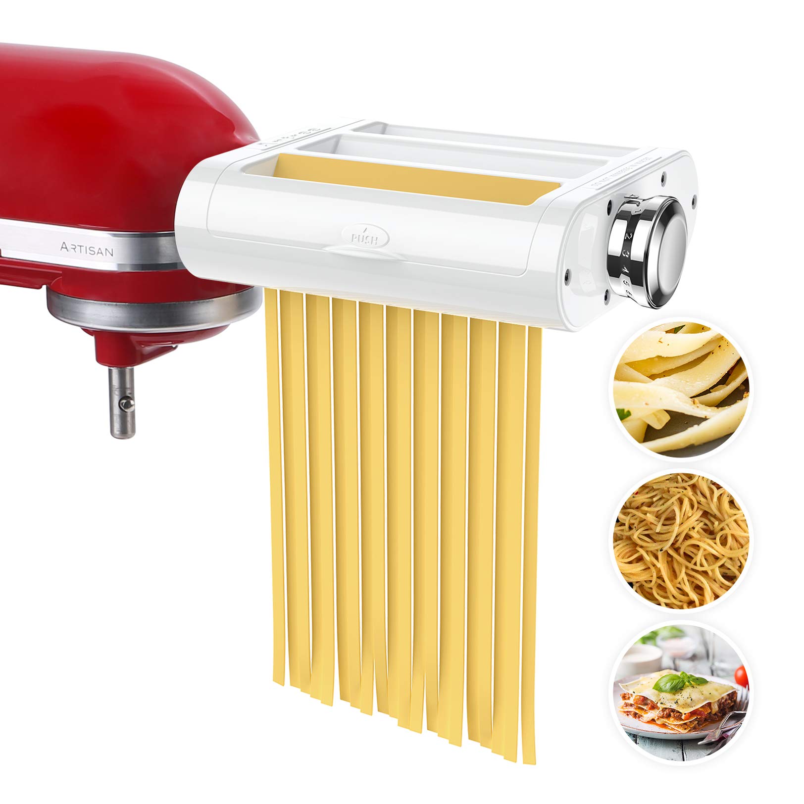 Antree 3-in-1 Pasta Maker Attachment Set for KitchenAid Stand Mixers - Includes Pasta Roller, Spaghetti & Fettuccine Cutters with Cleaning Brush | Perfect for Homemade Italian Pasta, Lasagna & Fresh Noodle Making