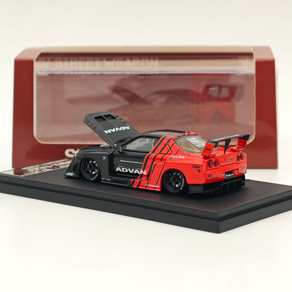 1:64 Scale Nissan Skyline LBWK ER34 Super Silhouette Diecast Model Car - Street Weapon Series with ADVAN Design - Perfect for Collectors, Racing Enthusiasts, and Display Showcases