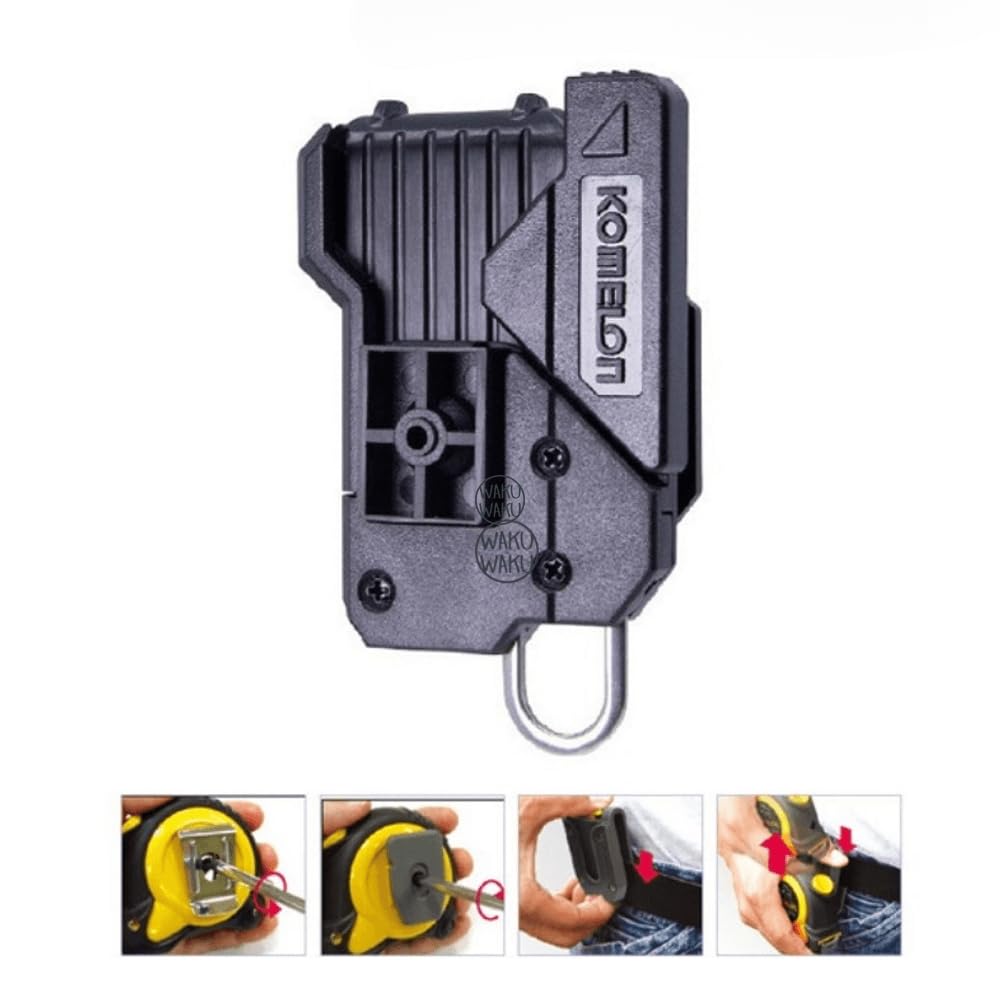 Komelon Quick-Draw Belt Clip Holder for Measuring Tape - Durable Tool Belt Accessory for Construction Workers, Carpenters & DIY Projects | Perfect for Job Sites, Home Renovations & Workshop Use