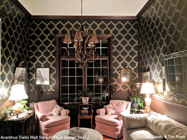 Acanthus Trellis Wall Stencil - Reusable DIY Decorative Painting Template for Home & Garden Décor | Perfect for Walls, Furniture, and Fabric Projects