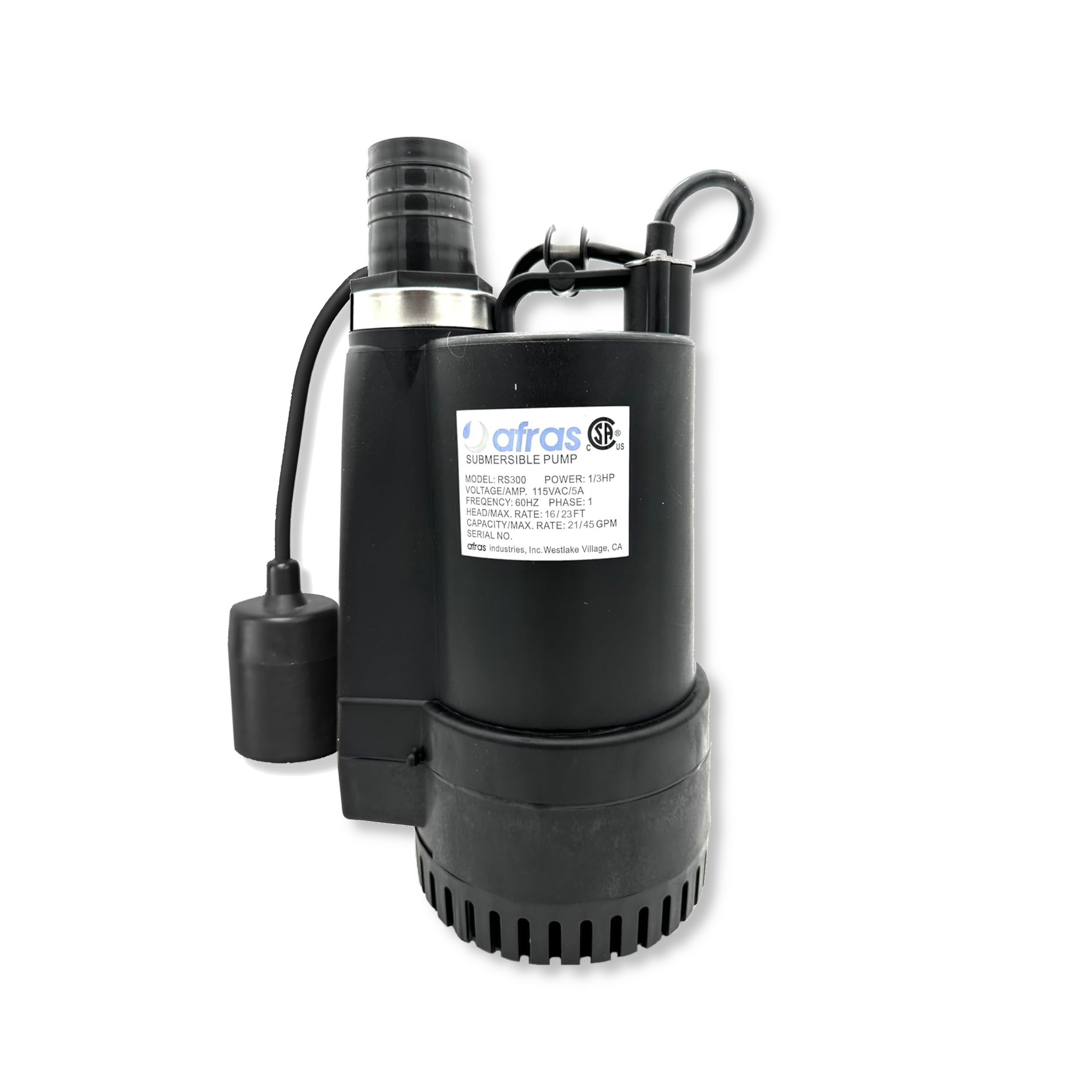 Afras RS300 1/3HP Submersible Pool Pump - High Performance Water Pump for Inground & Above Ground Pools, Spas, Fountains - Energy Efficient & Quiet Operation