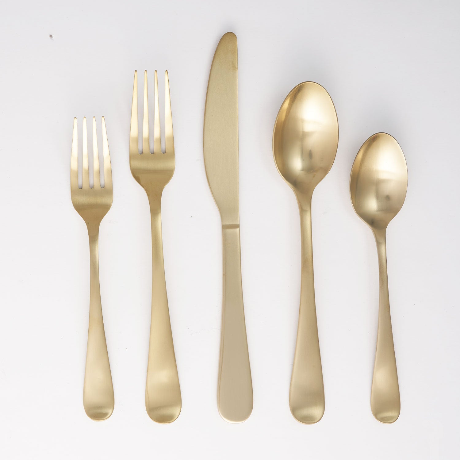 Rhiannon 20-Piece Champagne Satin Flatware Set - Elegant Stainless Steel Cutlery for Fine Dining, Wedding Gifts & Special Occasions