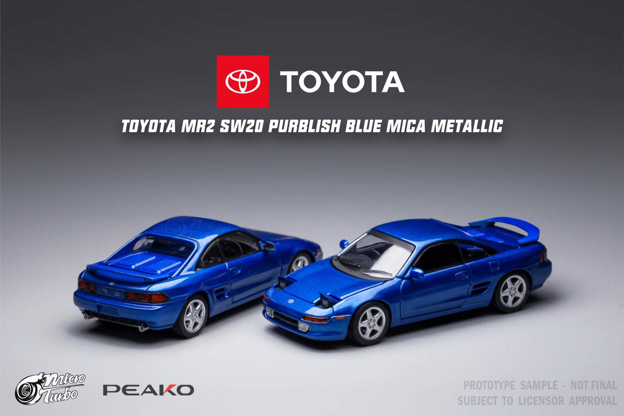 Peako Models 1:64 Scale Toyota MR2 SW20 1996 Diecast Car - Purple Blue Mica Metallic Finish with Pop-Up Headlights | Collectible Miniature Toy for Display, Gift, or Racing Enthusiasts