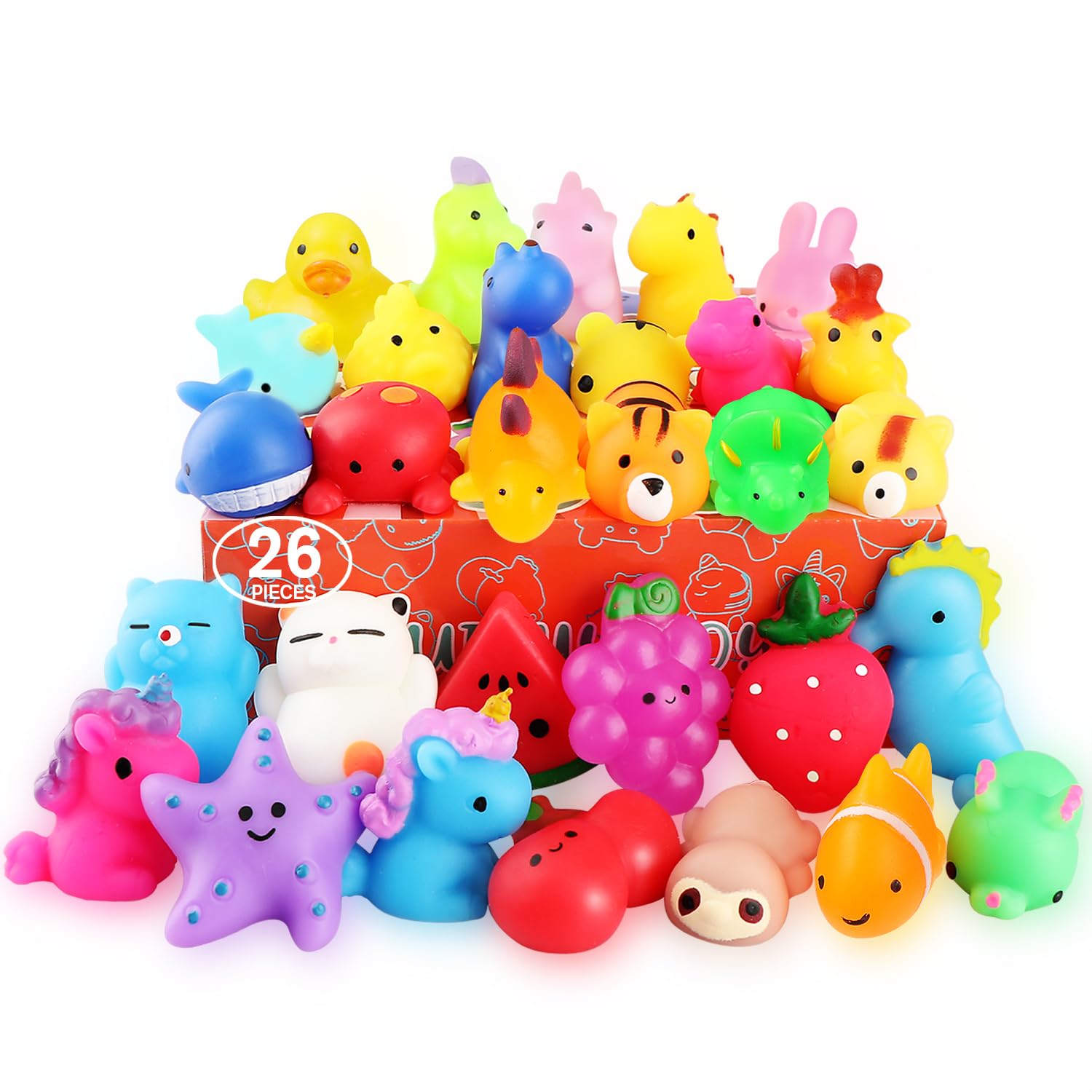 26 Pack Kawaii Cat Squishy Toys - Stress Relief & Party Favors for Kids Gifts